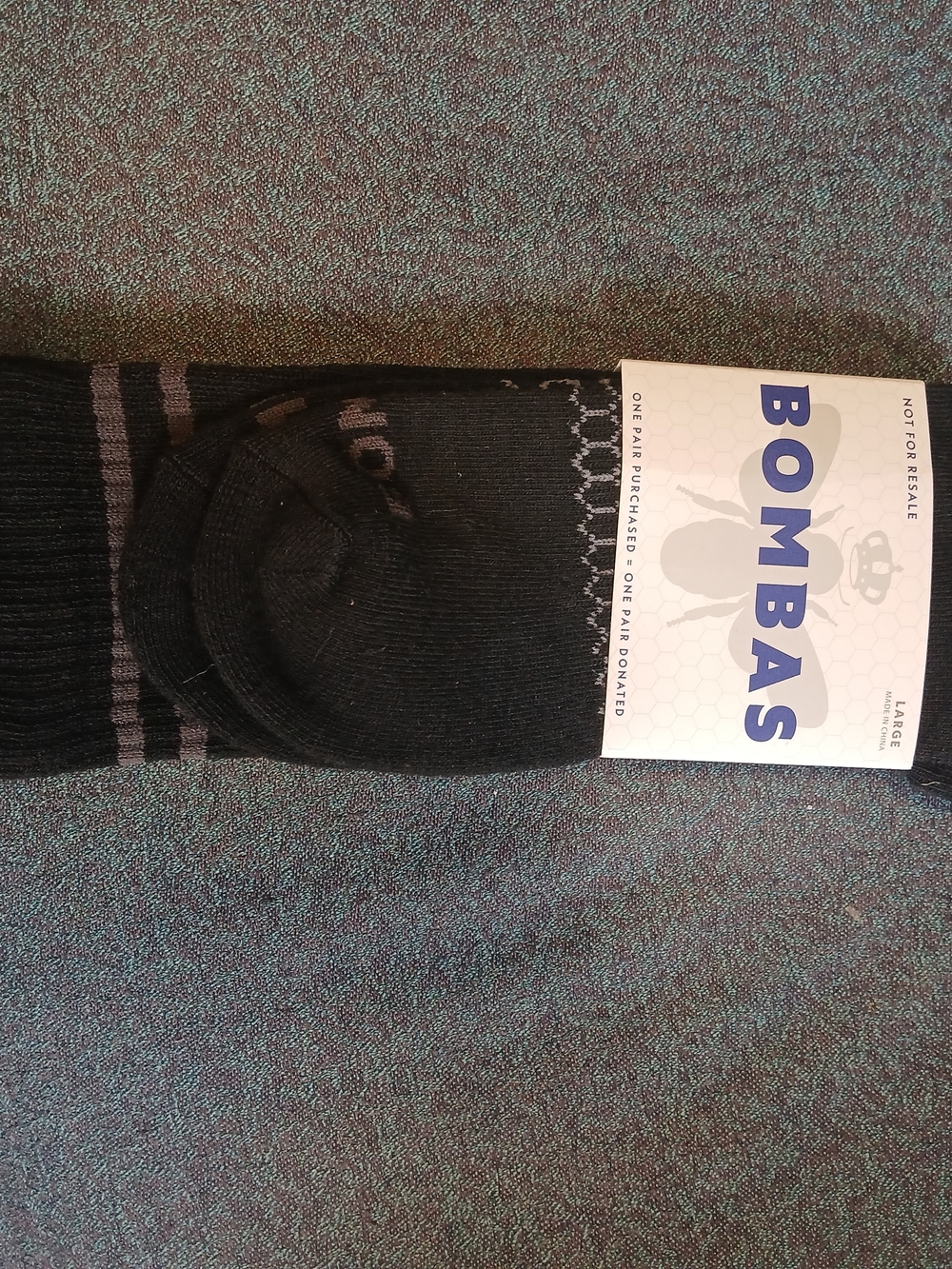 Bombas Black Athletic Ankle Socks with Gray Stripe